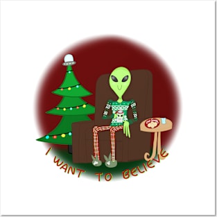 Christmas Alien Posters and Art